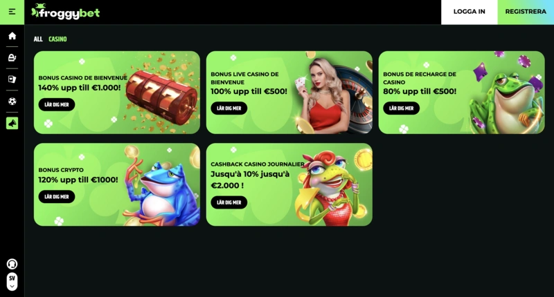 Froggybet Bonuses